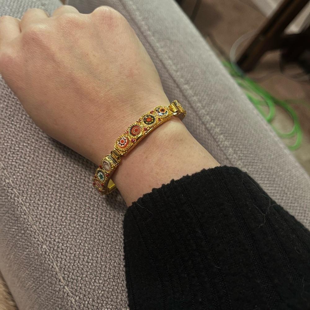 Vintage Italian Micro Mosaic Link Panel Bracelet